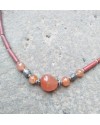 Alphabey's Agate Stone Brass Silver Plated Necklace For Women